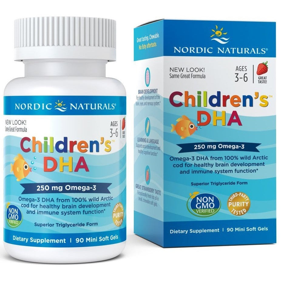 Nordic Naturals Children's DHA, 250mg Omega-3 Strawberry 90 mini softgels