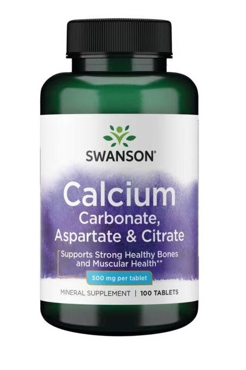 Swanson Calcium Carbonate Aspartate & Citrate 500mg 100 tablets