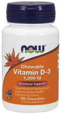 NOW Foods Vitamin D-3, 1000 IU (Chewable) 180 chewables