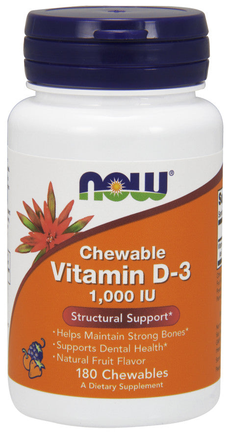 NOW Foods Vitamin D-3, 1000 IU (Chewable) 180 chewables