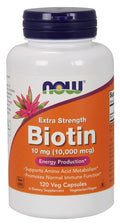 NOW Foods Biotin, 10mg Extra Strength 120 vcaps