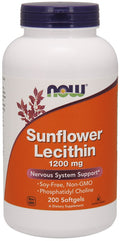 NOW Foods Sunflower Lecithin, 1200mg 200 softgels