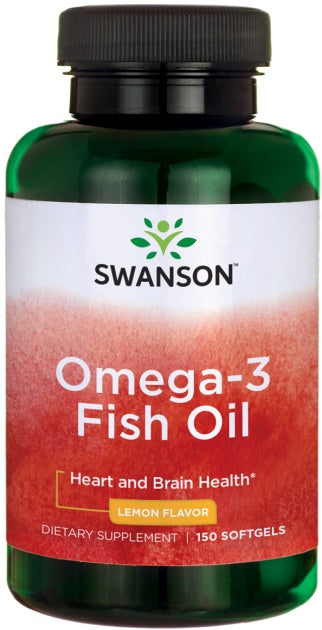Swanson Omega-3 Fish Oil, Lemon 150 softgels