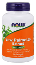 NOW Foods Saw Palmetto Extract with Pumpkin Seed Oil and Zinc, 80mg 90 softgels