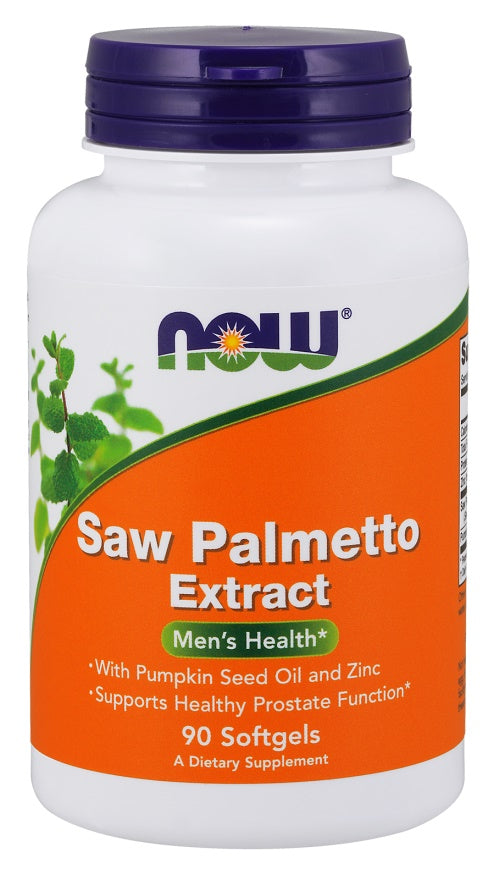 NOW Foods Saw Palmetto Extract with Pumpkin Seed Oil and Zinc, 80mg 90 softgels