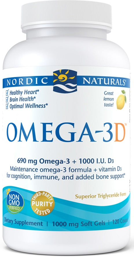 Nordic Naturals Omega-3D, 690mg Lemon 120 softgels