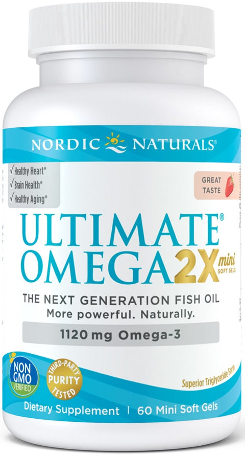 Nordic Naturals Ultimate Omega 2X Mini, 1120mg Strawberry 60 mini softgels