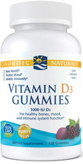 Nordic Naturals Vitamin D3 Gummies, 1000 IU Wild Berry 120 gummies