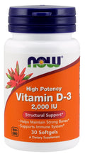NOW Foods Vitamin D-3, 2000 IU 30 softgels