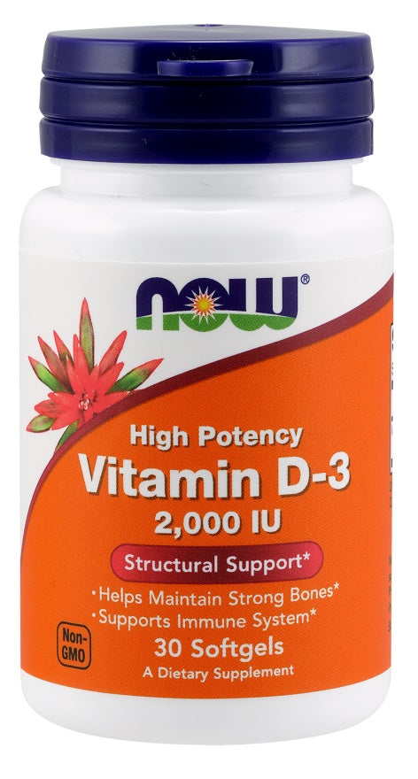 NOW Foods Vitamin D-3, 2000 IU 30 softgels