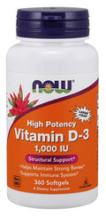 NOW Foods Vitamin D-3, 1000 IU 360 softgels
