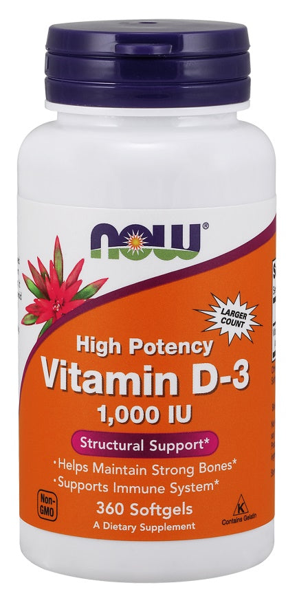 NOW Foods Vitamin D-3, 1000 IU 360 softgels