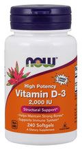 NOW Foods Vitamin D-3, 2000 IU 240 softgels