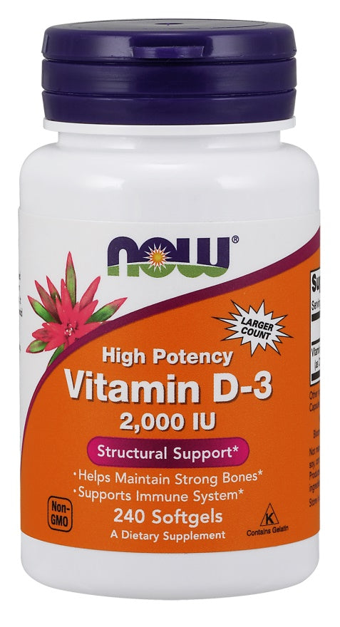 NOW Foods Vitamin D-3, 2000 IU 240 softgels