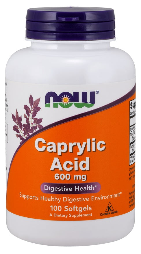 NOW Foods Caprylic Acid, 600mg 100 softgels