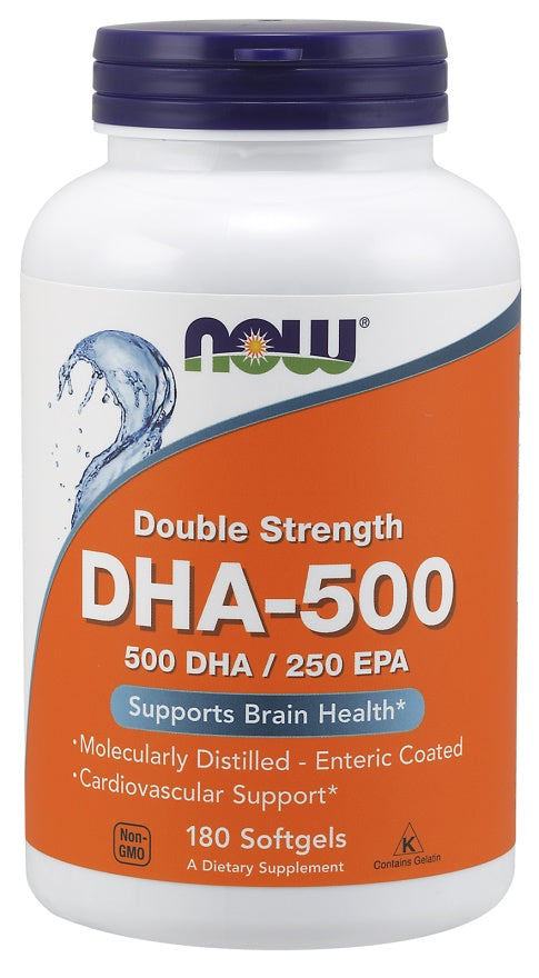 NOW Foods DHA-500, 500 DHA / 250 EPA 180 softgels