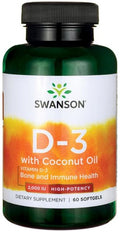 Swanson Vitamin D-3 with Coconut Oil, 2000 IU 60 softgels