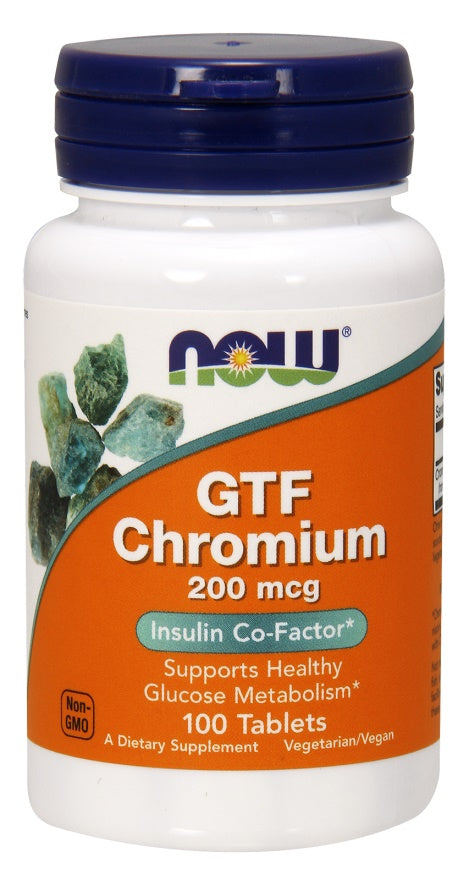 NOW Foods GTF Chromium, 200mcg 100 tablets