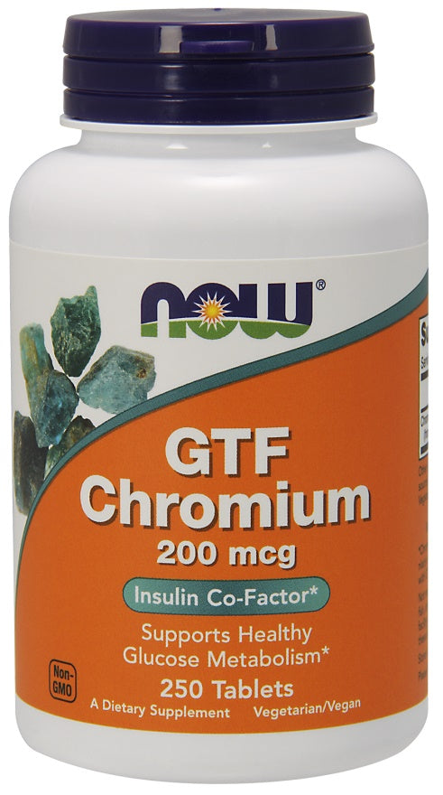 NOW Foods GTF Chromium, 200mcg 250 tablets