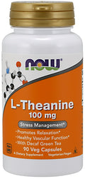 NOW Foods L-Theanine with Decaf Green Tea, 100mg 90 vcaps