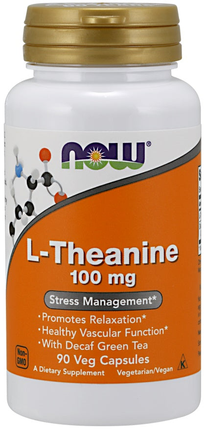 NOW Foods L-Theanine with Decaf Green Tea, 100mg 90 vcaps