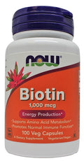 NOW Foods Biotin, 1000mcg 100 vcaps