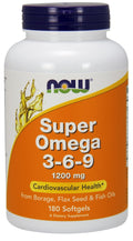 NOW Foods Super Omega 3-6-9, 1200mg 180 softgels