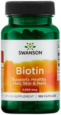 Swanson Biotin, 5000mcg 100 caps