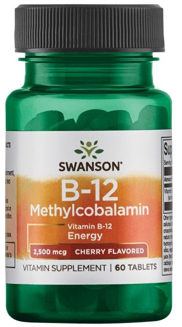 Swanson Vitamin B-12 Methylcobalamin, 2500mcg Cherry 60 tablets