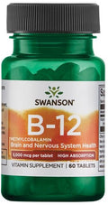 Swanson Vitamin B-12 Methylcobalamin, 5000mcg High Absorption 60 tabs