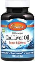 Carlson Labs Wild Norwegian Cod Liver Oil Gems, 1000mg 100 softgels