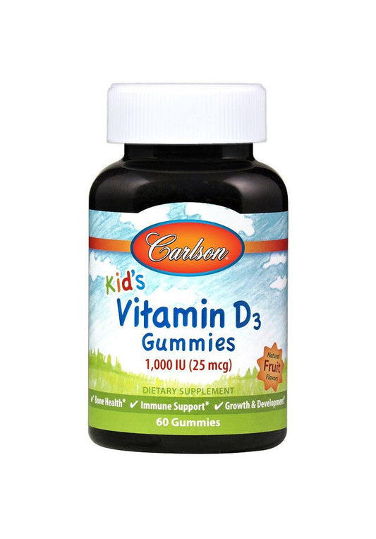 Carlson Labs Kid's Vitamin D3 Gummies 1000 IU Natural Fruit 60 gummies