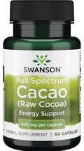 Swanson Full Spectrum Cacao (Raw Cocoa), 400mg 60 caps