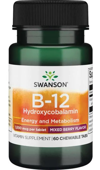 Swanson B-12 Hydroxycobalamin, 1000mcg 60 chewable tablets