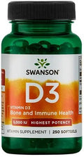 Swanson Vitamin D3, 5000 IU 250 softgels