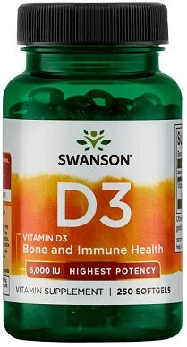 Swanson Vitamin D3, 5000 IU 250 softgels