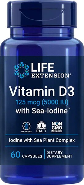 Life Extension Vitamin D3 with Sea-Iodine, 5000IU 60 caps