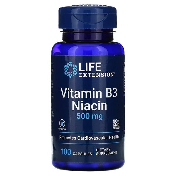 Life Extension Vitamin B3 Niacin, 500mg 100 caps