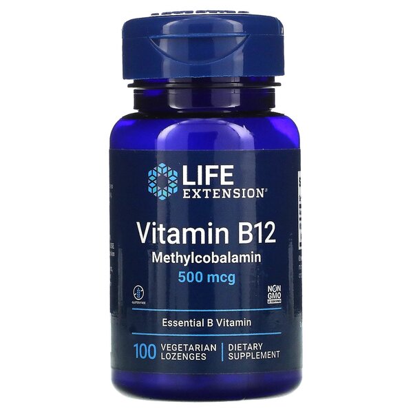Life Extension Vitamin B12 Methylcobalamin, 500mcg 100 vegetarian lozenges