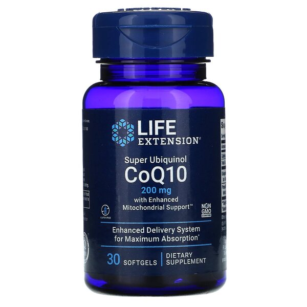 Life Extension Super Ubiquinol CoQ10 with Enhanced Mitochondrial Support, 200mg 30 softgels
