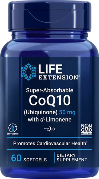 Life Extension Super-Absorbable CoQ10 (Ubiquinone) with d-Limonene, 100mg 60 softgels