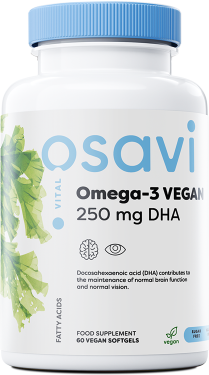 Osavi Omega-3 Vegan, 250mg DHA 60 vegan softgels