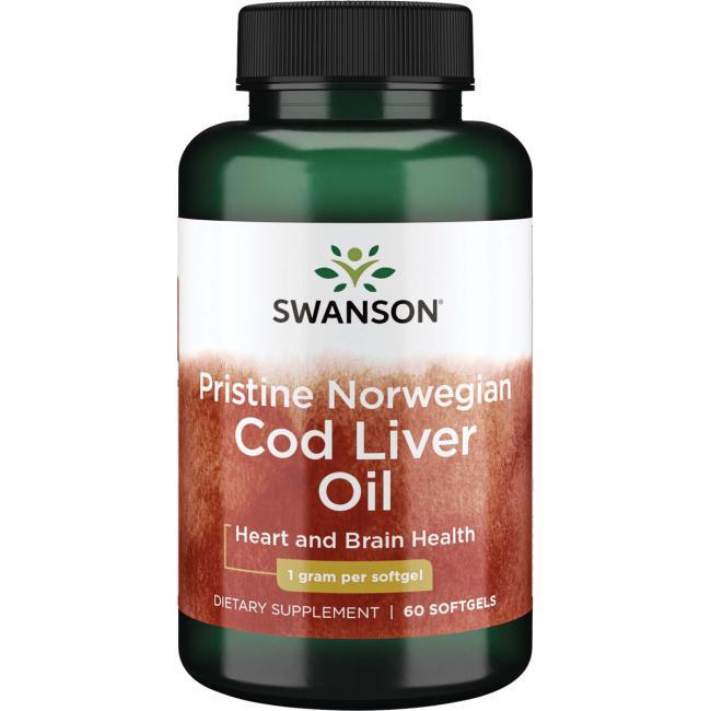 Swanson Pristine Norwegian Cod Liver Oil, 1000mg 60 softgels