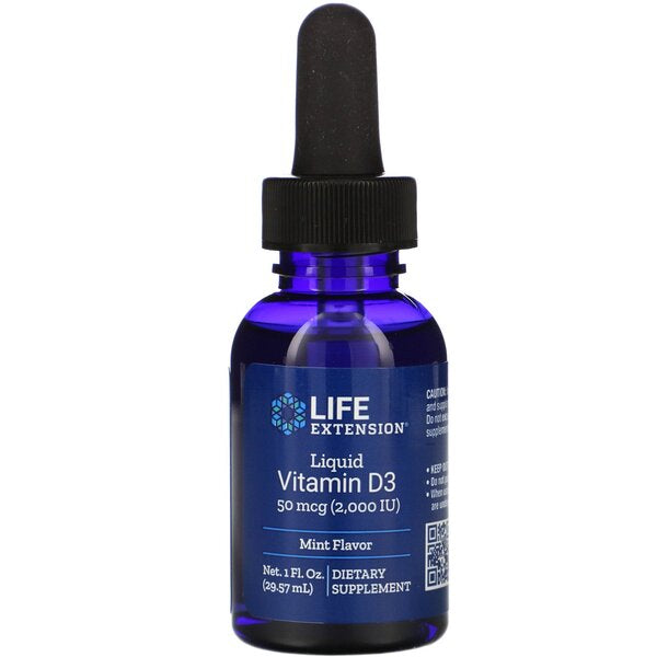 Life Extension Liquid Vitamin D3, 50mcg (Mint) 29 ml.