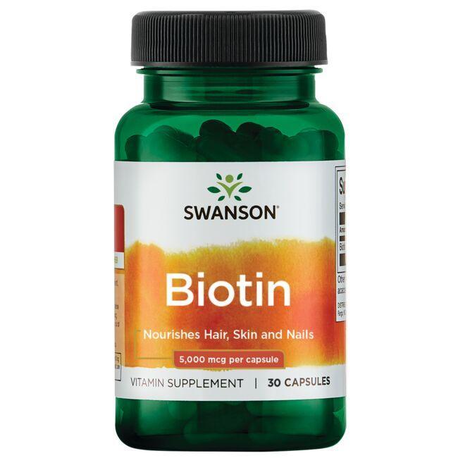 Swanson Biotin, 5000mcg 30 caps