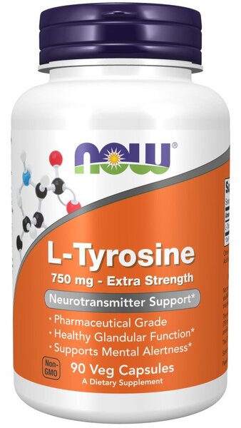 NOW Foods L-Tyrosine, Extra Strength 750mg 90 vcaps