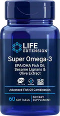 Life Extension Super Omega-3 EPA/DHA Fish Oil, Sesame Lignans & Olive Extract 60 softgels