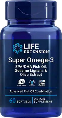 Life Extension Super Omega-3 EPA/DHA Fish Oil, Sesame Lignans & Olive Extract 60 softgels