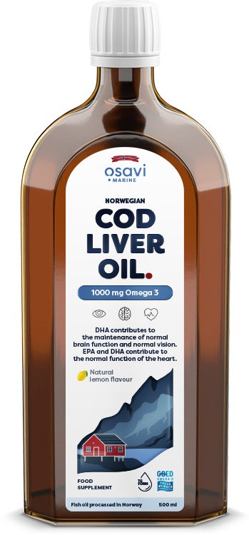 Osavi Norwegian Cod Liver Oil, 1000mg Omega 3 (Lemon) 500 ml.