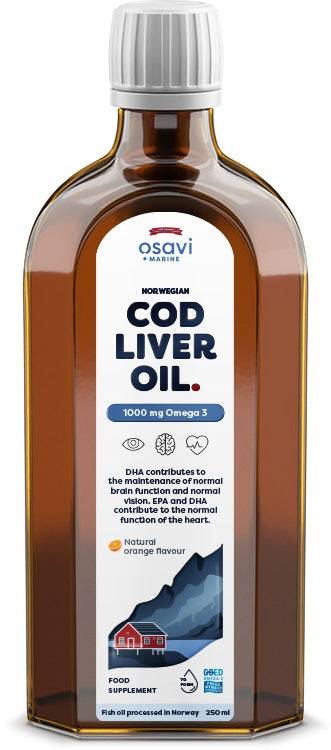Osavi Norwegian Cod Liver Oil, 1000mg Omega 3 (Orange) 250 ml.